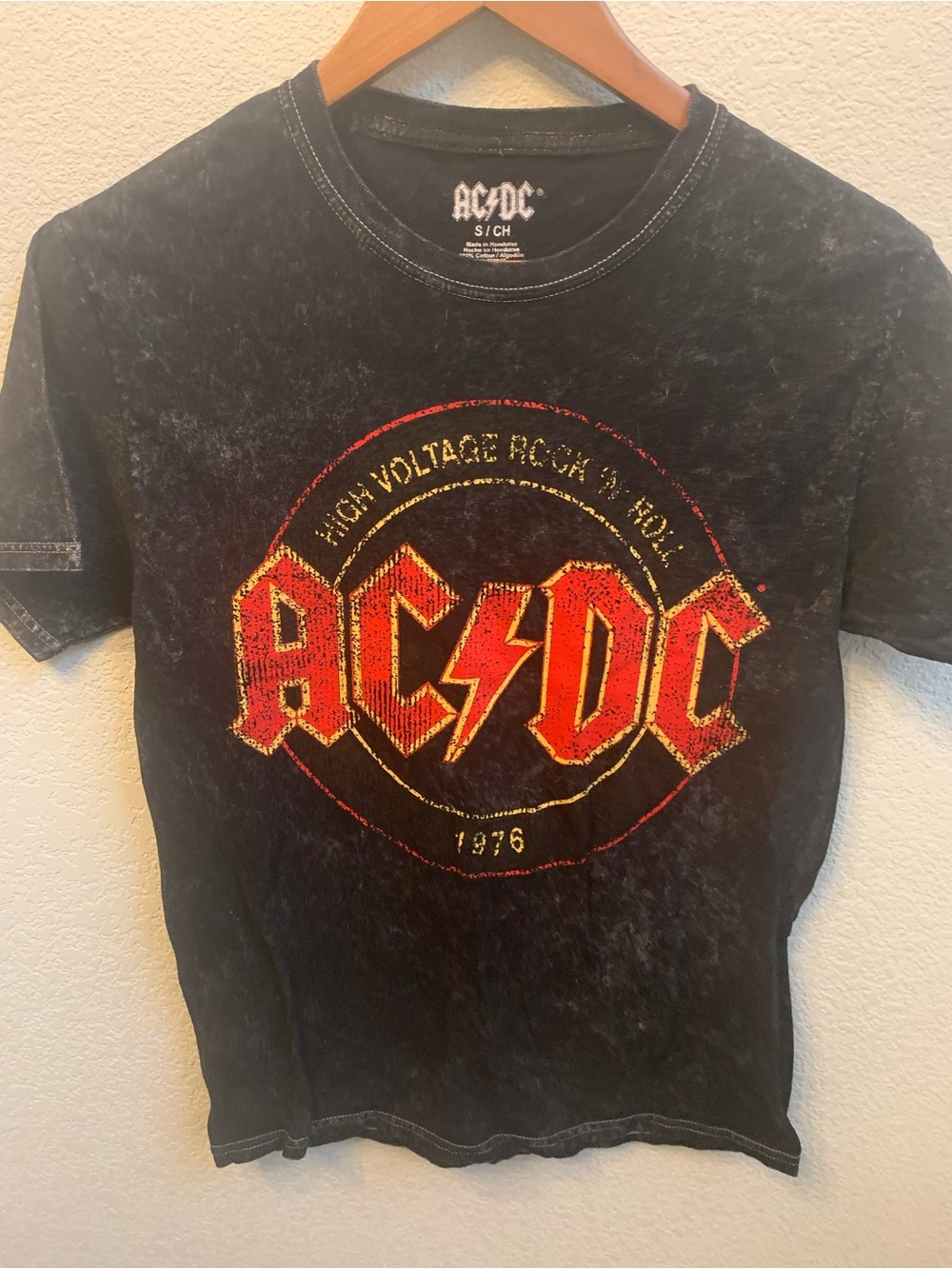 AC/DC Black Tee with Red and Yellow Graphic